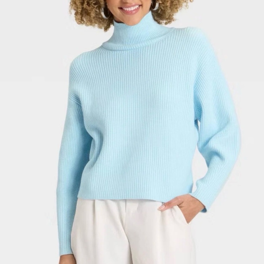 🔵 3/$18 - A New Day Long Sleeve Mock Turtleneck Pullover Sweater Blue SMALL NWT